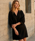Petite Size Faux Suede Puff Sleeve Dress