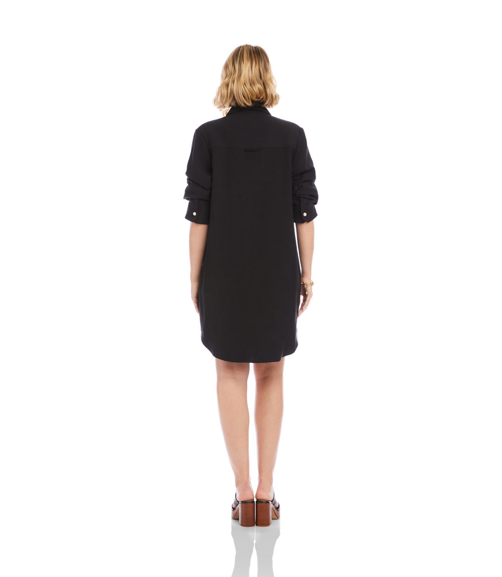 Petite Size Ruched Sleeve Shirtdress