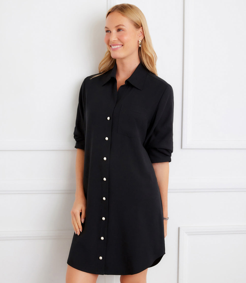 Petite Size Ruched Sleeve Shirtdress
