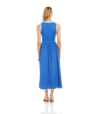 Petite Size Sleeveless Edge Stitch Contrast Midi Dress