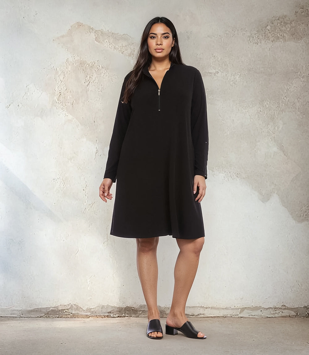 Plus Size Zip-Up Travel Jersey Dress