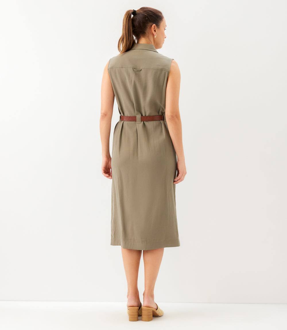 Petite Size Sleeveless Midi Shirtdress