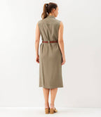 Petite Size Sleeveless Midi Shirtdress