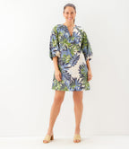 Petite Size Puff Sleeve Peasant Dress - Print