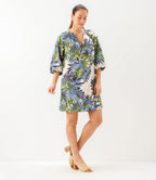 Petite Size Puff Sleeve Peasant Dress - Print