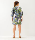 Petite Size Puff Sleeve Peasant Dress - Print