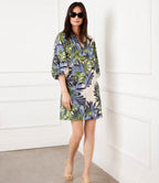 Petite Size Puff Sleeve Peasant Dress - Print