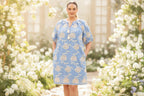 Plus Size Puff Sleeve Tassel Dress - Chambray And Natural