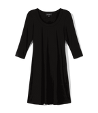 Petite Size Three Quarter Sleeve A-Line Dress - Black