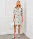 Petite Size Puff Sleeve Tassel Dress - Cream