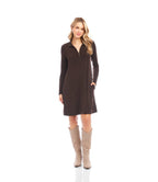 Petite Size Zip-Up Travel Jersey Dress - Brown