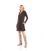 Petite Size Zip-Up Travel Jersey Dress - Brown