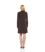 Petite Size Zip-Up Travel Jersey Dress - Brown