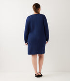 Plus Size Long Sleeve V-Neck Button Detail Dress