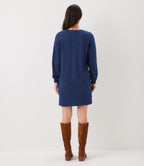 Petite Size Long Sleeve V-Neck Button Detail Dress