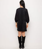 Petite Size Faux Suede Puff Sleeve Dress