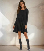 Petite Size Long Sleeve Trapeze Dress