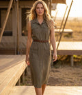 Petite Size Sleeveless Midi Shirtdress