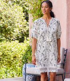 Petite Size Puff Sleeve Tassel Dress - Cream