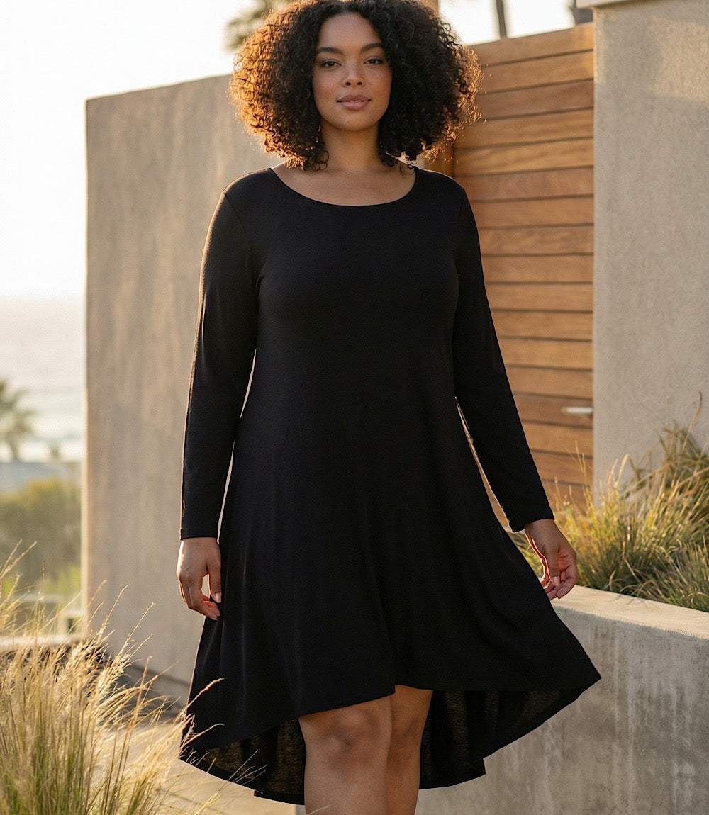 Plus Size Long Sleeve Trapeze Dress