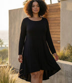 Plus Size Long Sleeve Trapeze Dress