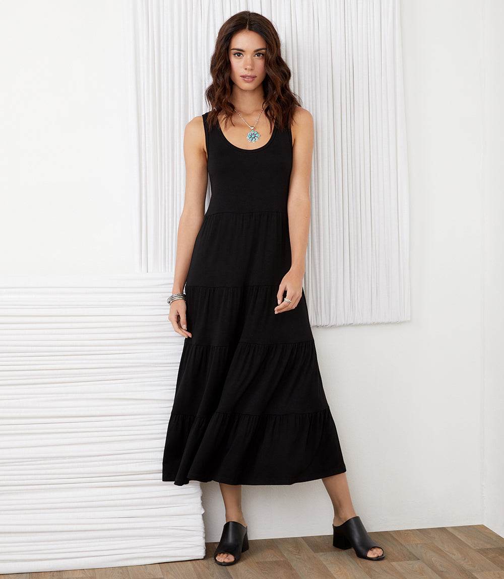 Petite Size Tiered Midi Dress