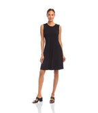 Petite Size Sleeveless Fit and Flare Dress - Black