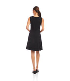 Petite Size Sleeveless Fit and Flare Dress - Black