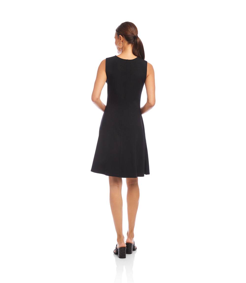 Petite Size Sleeveless Fit and Flare Dress - Black