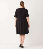 Plus Size Short Sleeve A-Line Dress - Black