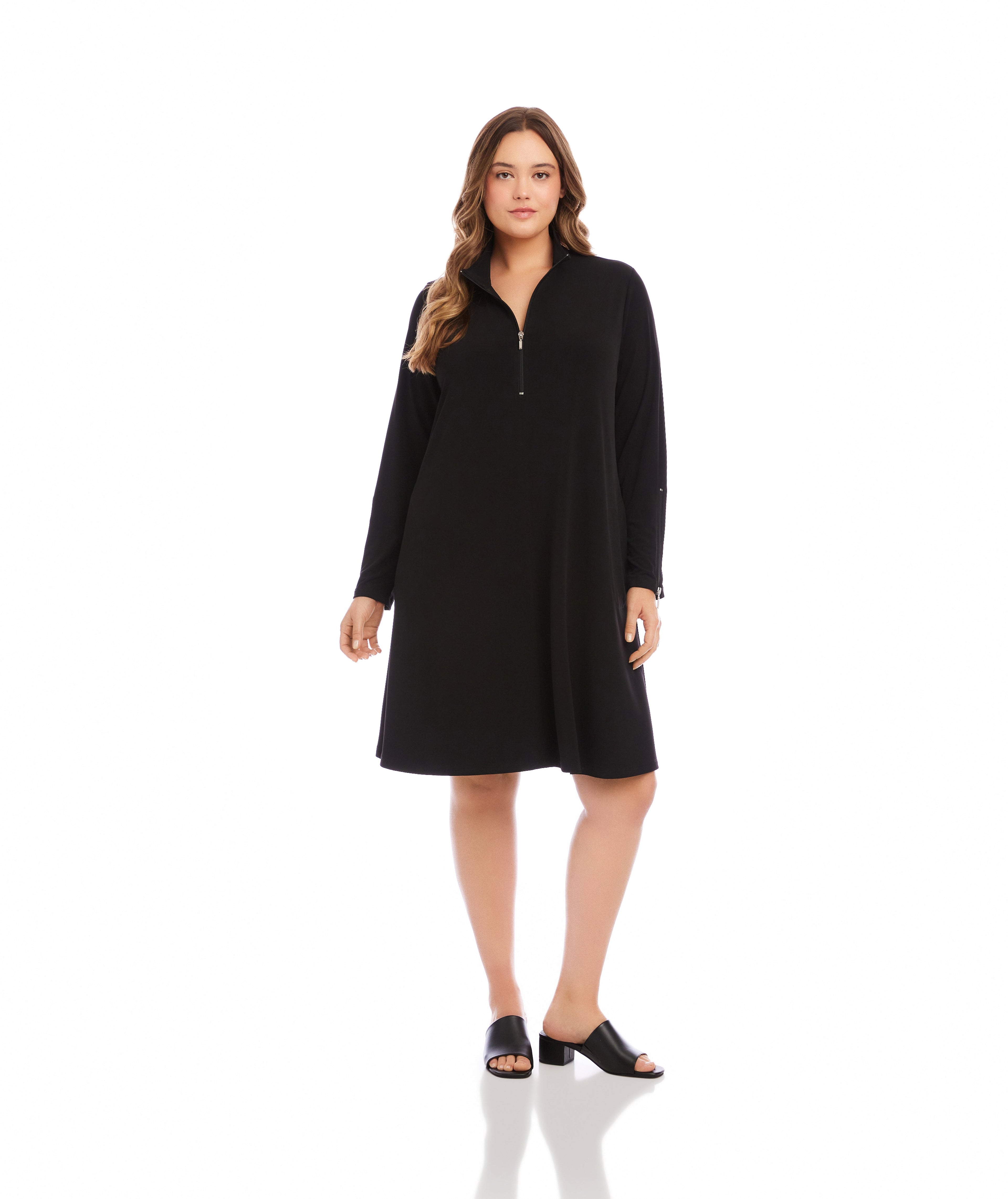 Plus Size Zip-Up Travel Jersey Dress