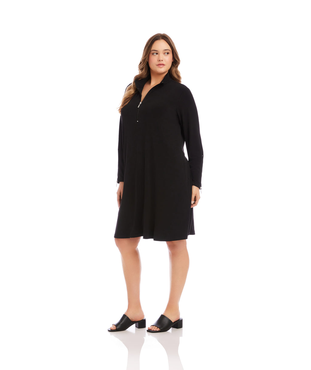 Plus Size Zip-Up Travel Jersey Dress