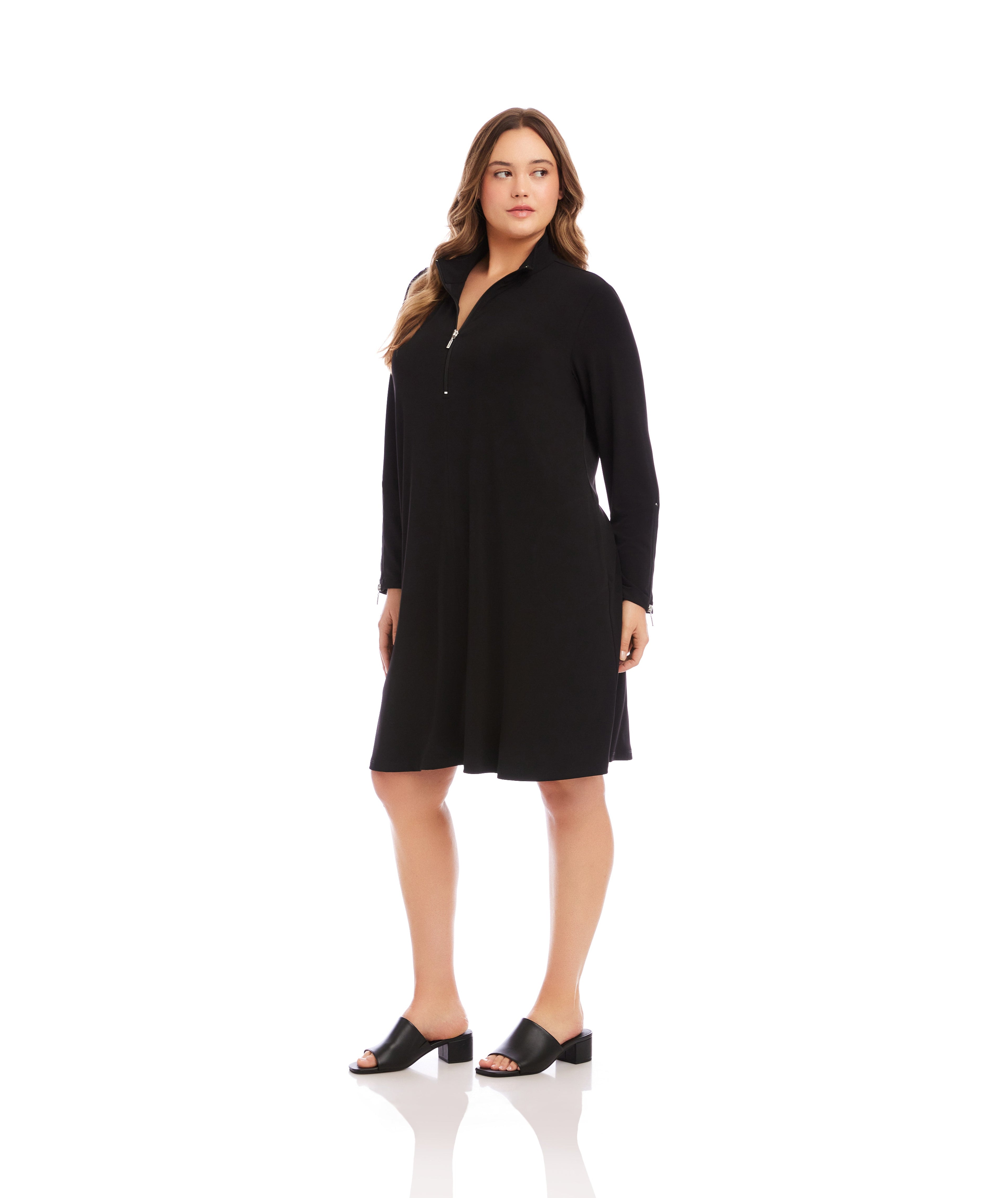 Plus Size Zip-Up Travel Jersey Dress