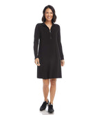 Petite Size Zip-Up Travel Jersey Dress - Black