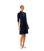 Petite Size 3/4 Sleeve Zip-Up Travel Jersey Dress