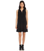 Petite Size Sleeveless Zip-Up Travel Jersey Dress