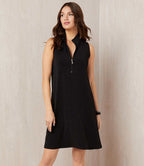 Petite Size Sleeveless Zip-Up Travel Jersey Dress
