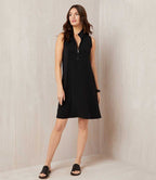 Petite Size Sleeveless Zip-Up Travel Jersey Dress