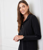 Petite Size Zip-Up Travel Jersey Dress - Black