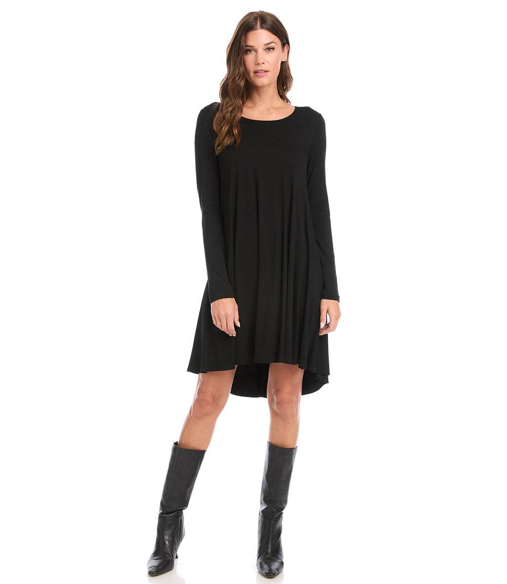 Petite Size Long Sleeve Trapeze Dress