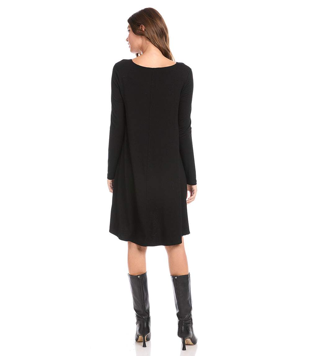 Petite Size Long Sleeve Trapeze Dress
