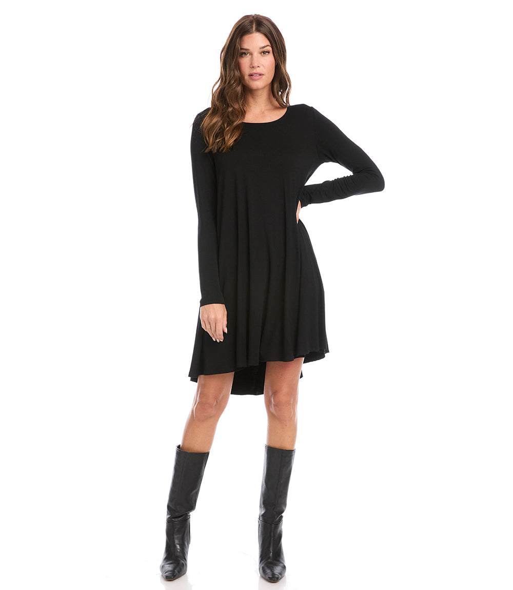 Petite Size Long Sleeve Trapeze Dress
