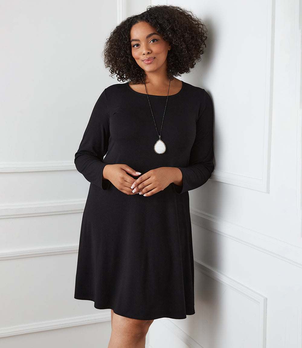 Plus Size Long Sleeve Trapeze Dress