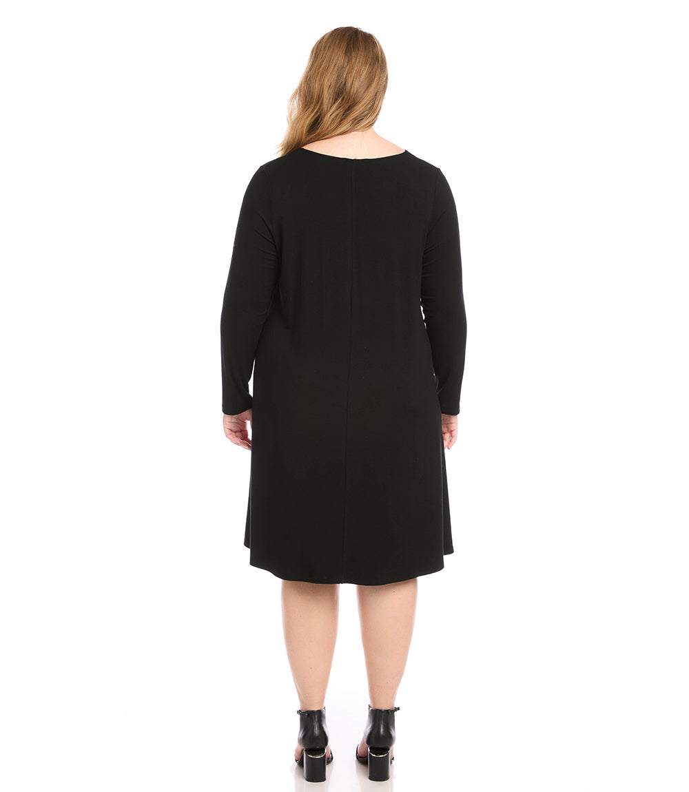Plus Size Long Sleeve Trapeze Dress
