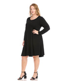 Plus Size Long Sleeve Trapeze Dress