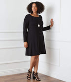 Plus Size Long Sleeve Trapeze Dress