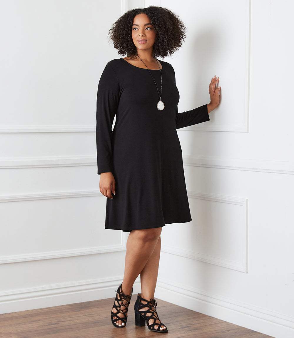 Plus Size Long Sleeve Trapeze Dress